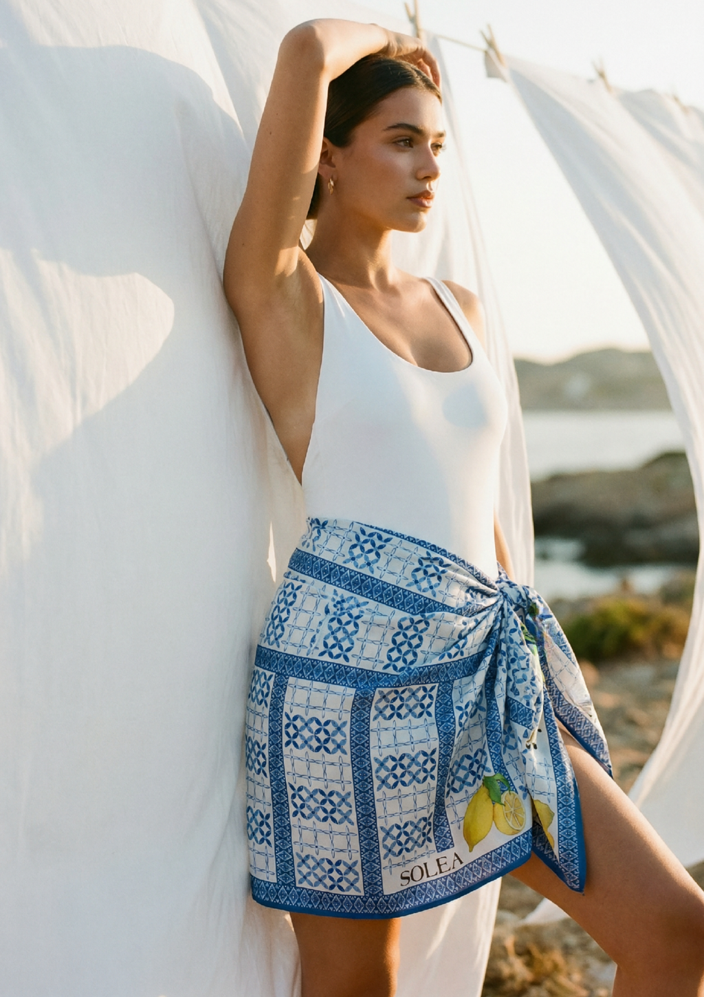 Amalfi Lemon Satin Scarf